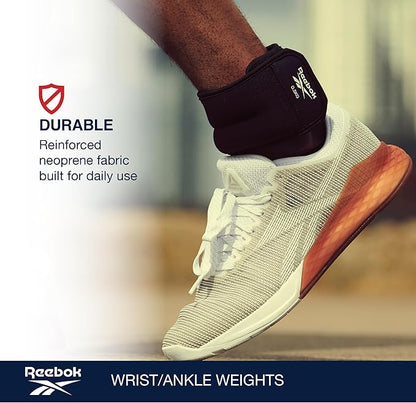 Reebok Wrist and Ankle Weights, Wearable Weights for Intensifying Workout, Durable Polyester & Spandex Ankle & Wrist Weights, Home Workout Essentials & Gym Accessories for Women & Men