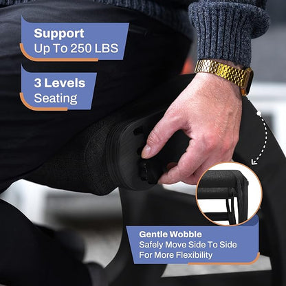 Ergonomic Kneeling Chair with Adjustable Seats - Knee Chair for Posture Correction & Kneel Rocking Stool for Desk - Back Pain Relief and Support for Home and Office - 5 Years Brand Warranty
