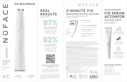 NuFACE FIX MicroWand Microcurrent Facial Device, FDA Cleared - Eyes, Lips & Lines Treatment with Serum Activator - Lip Plumper, Eye Depuffing Wand, Wrinkle & Smile Line Reducer, 3 On-the-Go Modes