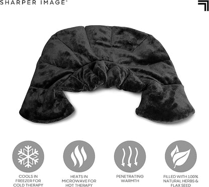 Sharper Image Heated Neck & Shoulder Wrap - Microwavable Warm & Cooling Plush Pad, Scented Aromatherapy (100% Natural Lavender & Herb Spa Blend), Pain Tension Headache Relief Therapy, Gift for Women