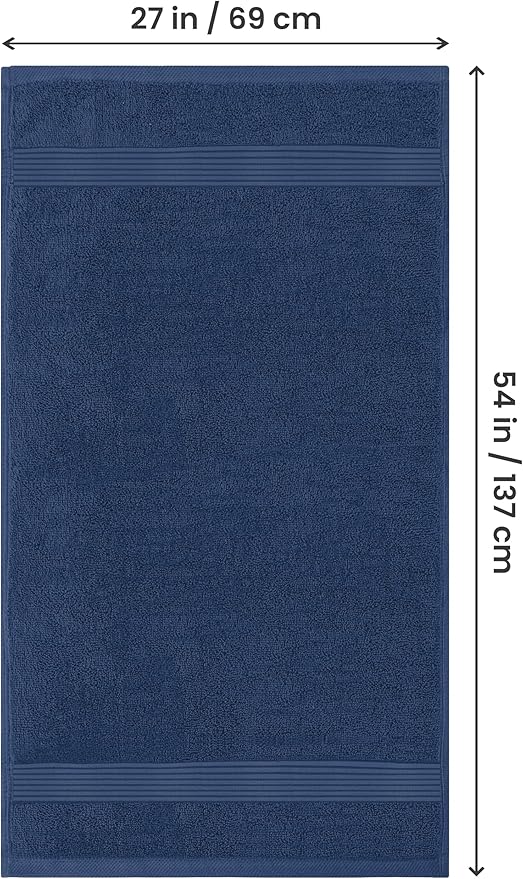 Utopia Towels 4 Pack Bath Towels Set, 27 by 54 Inches, 100% Ring Spun Cotton, Quick Dry, Highly Absorbent, Soft Feel Towels, Perfect for Daily Use, Navy