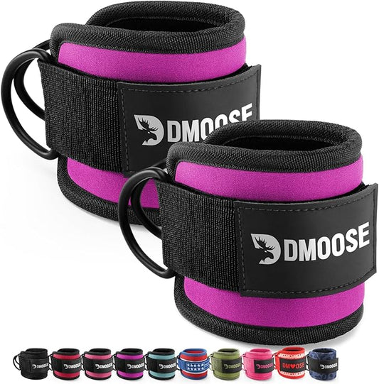 DMoose Fitness Ankle Straps for Cable Machines - One Size Fit with Premium Padding, Glute Kickback Ankle Strap for Women & Men, Cable Attachments for Gym, Booty Workouts, Leg Extension & Hip Abductors