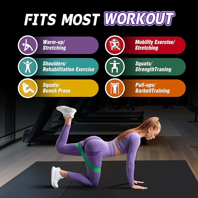 4-Level Resistance Bands Set for Pull Up Assistance, Home Gym - Elastic Silicone Exercise Bands for Physical Therapy, Stretching, Training - Workout Equipment for Women & Men