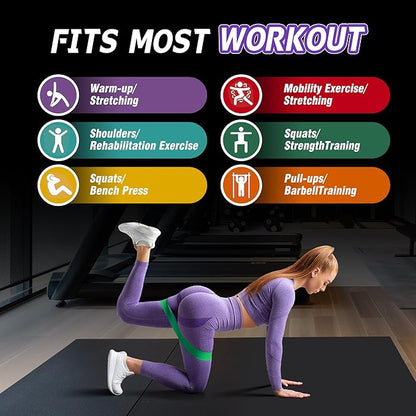4-Level Resistance Bands Set for Pull Up Assistance, Home Gym - Elastic Silicone Exercise Bands for Physical Therapy, Stretching, Training - Workout Equipment for Women & Men