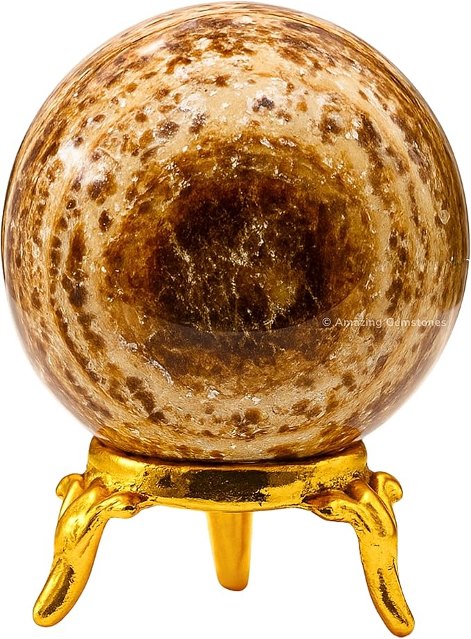 Amazing Gemstone Aragonite Crystal Ball with Stand - 2" Inches Crystal Sphere Meditation Balls for Witchcraft and Decorative Balls