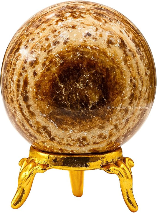Amazing Gemstone Aragonite Crystal Ball with Stand - 2" Inches Crystal Sphere Meditation Balls for Witchcraft and Decorative Balls