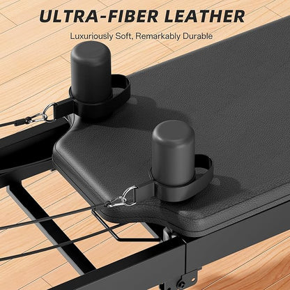 Pilates Reformer Machine for Home, 78" Foldable Reformer with Adjustable Resistance, 5 Elastic Cords, Professional Home Gym Equipment