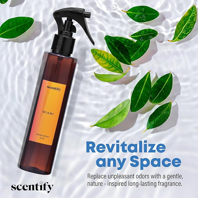 Scentify Miami Odor Neutralizing Room Spray – Luxury Cashmere, Floral & Musky Wood Fragrance, Instant Odor Eliminator for Home, Office & Car – 6 oz