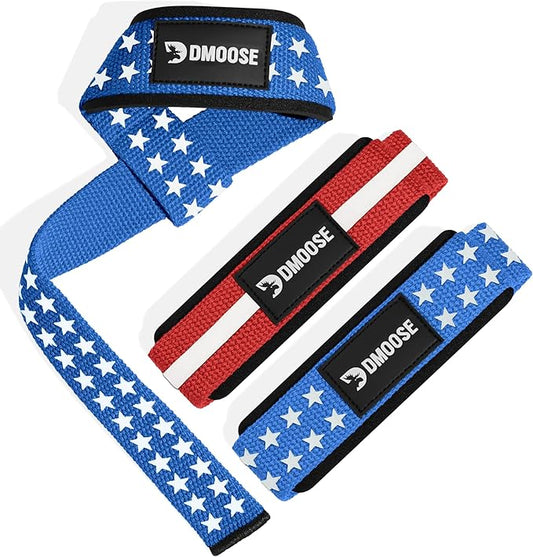DMoose Fitness Lifting Straps 24" (Pair) - 5mm Padded Durable Wrist Straps for Weightlifting & Powerlifting - Cotton Lifting Strap with Silicone Grip for Men & Women - Deadlift Strap for Gym Workout