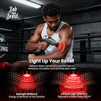 BOB AND BRAD C2 Ultra Massage Gun with Heat and Infrared LED Light, Deep Tissue Percussion Massager Gun, Muscle Massager Electric Back Massagers for Professional Athletes Home Gym