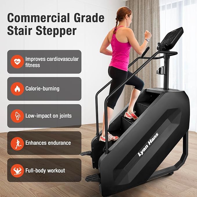 Stair Stepper with LED Screen, Commercial Grade Stepper Machine, Stepmill for Exercise at Home, Stair Climber for Cardio and Lower Body Workouts, 15 Speed Levels, 660LBS Capacity, 15-165 Steps/Minute
