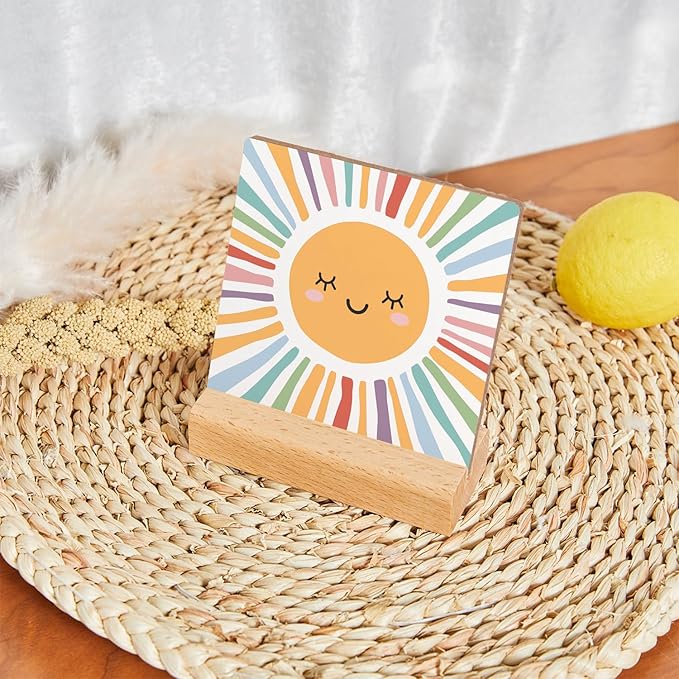 Mental Health Gifts, Colorful Positive Wood Sign Decor, Mental Health Sign With Wooden Stand, Mental Health Awareness Gifts for Psychologist School Counselor Student Boys Girls Best Friends