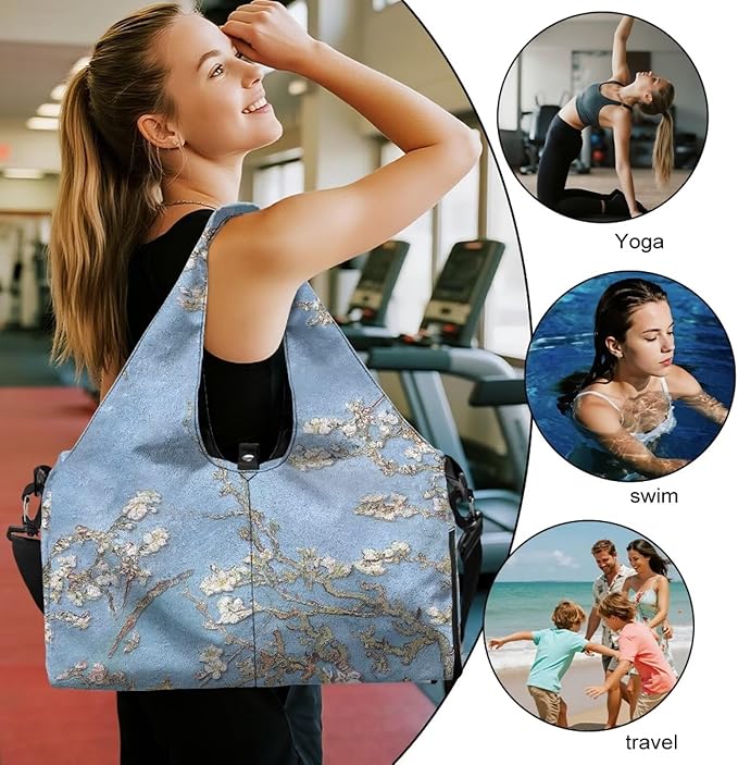 Yoga Mat Bag for Women Men Large Carryall Tote with Adjustable Shoulder Strap for Gym Yoga Travel Pilates Office