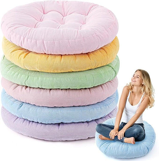 Jerify Round Floor Pillows Cushions 22 x 22 Inch Large Flexible Seating Cushion Classroom Furniture Floor Pillow for Home Daycare Preschool Yoga Meditation Gift (Pastel,6 Pcs)