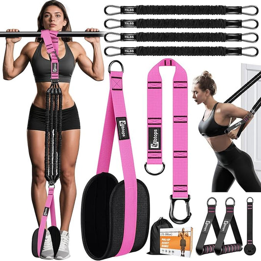 Pull Up Assistance Bands,Up to 300 lbs Assistance,Adjustable Heavy Duty 4 Pull Up Bands with Handle and Door Anchor for Home Gym Fitness Exercise Strength Training Workout Equipment