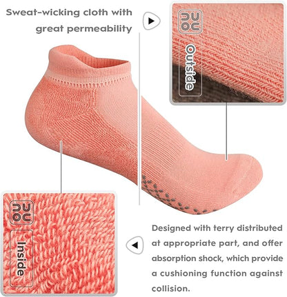 unenow Unisex Non Slip Grip Socks with Cushion for Yoga Pilates Barre Home & Hospital
