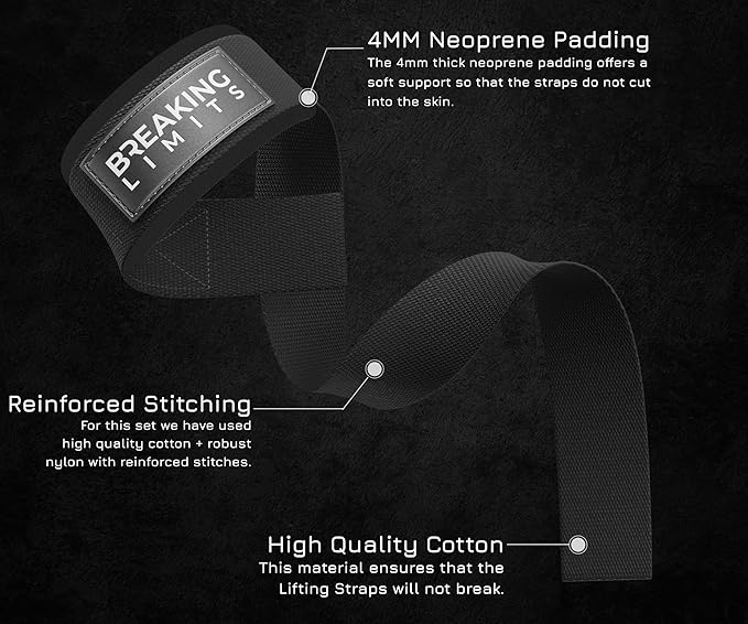 Breaking Limits Gym Straps Weight Lifting Wrist Wraps Bundle – Workout Lifting Straps for Deadlift – Wrist Straps for Weightlifting Men & Women - Muñequeras Para Gym