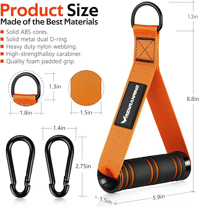 RENRANRING Gym Exercise Handles, Replacement Handle Attachments for Cable Machine Pulleys, Resistance Band and Strength Trainer, Pull Down Workout Accessories, Home Gym Add On Equipment