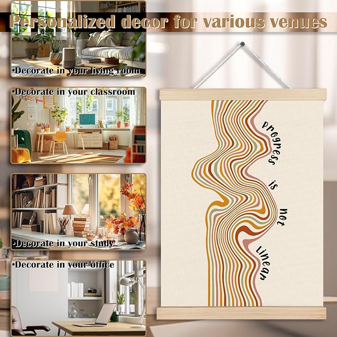 Home, Mental Health Wall Art, Progress is Not Linear Inspirational Canvas Wall Art Poster Hanger Frame for Therapy Office School Counselor Psychologist Office Decor, 12x16 Inch