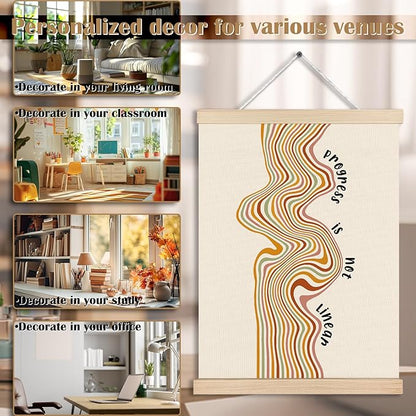 Home, Mental Health Wall Art, Progress is Not Linear Inspirational Canvas Wall Art Poster Hanger Frame for Therapy Office School Counselor Psychologist Office Decor, 12x16 Inch