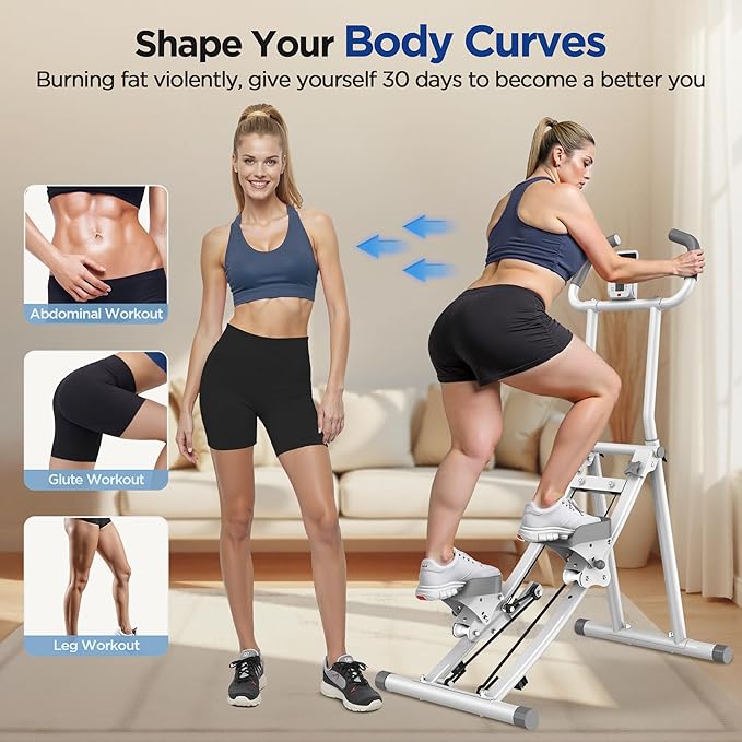 Stair Stepper for Home Gym Exercise, Stair Climber for Full Body Workout with Adjustable Handlebar & Pedals, Compact Foldable Vertical Cardio Exercise Climber with LCD Display