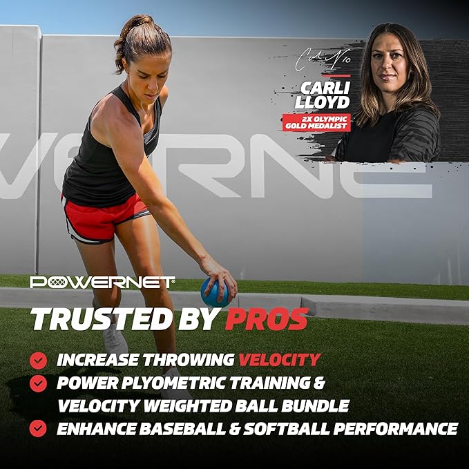 PowerNet Power Plyometric Training and Velocity Weighted Ball Bundle, Softball & Baseball Training Equipment to Increase Velocity & Strength, Sand-Filled Mixed Size and Weighted Balls