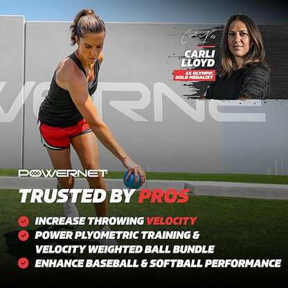 PowerNet Power Plyometric Training and Velocity Weighted Ball Bundle, Softball & Baseball Training Equipment to Increase Velocity & Strength, Sand-Filled Mixed Size and Weighted Balls