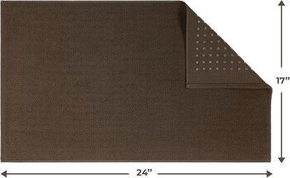 Cotton Paradise 100% Cotton Non Slip Bath Mats for Bathroom, 17x24 inch Soft Absorbent Quick Dry Machine Washable Floor Bath Mat, Brown