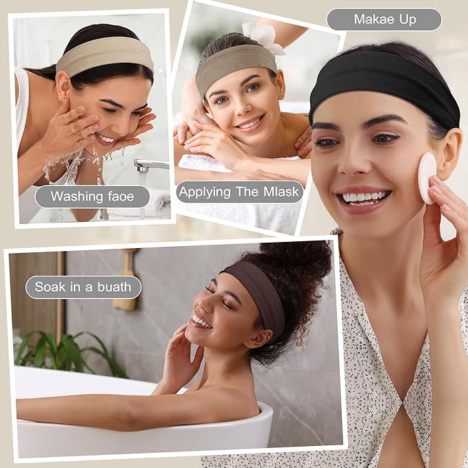16Pcs Headbands for Women Non Slip - Stylish Sports Hair Bands for Women's Hair - Soft Cotton Cloth Stretchy Headbands for Women for Yoga, Outdoor Exercise Running