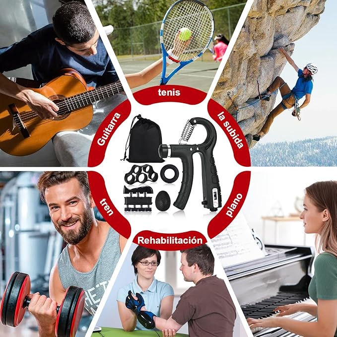 Hand Grip Strengthener, Grip Strength Trainer, 22-132 Lbs Adjustable Resistance Forearm Exerciser Workout for Rehabilitation Athletes Climbers Musicians