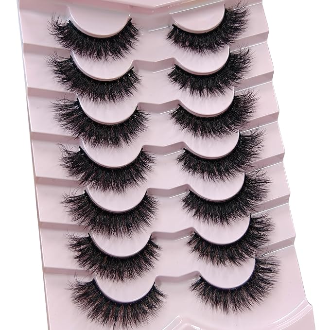 MIKIWI Wispy Strip Lashes Fluffy Faux Mink Eyelashes Volume Lashes 7 Pairs False Eyelashes(M51)
