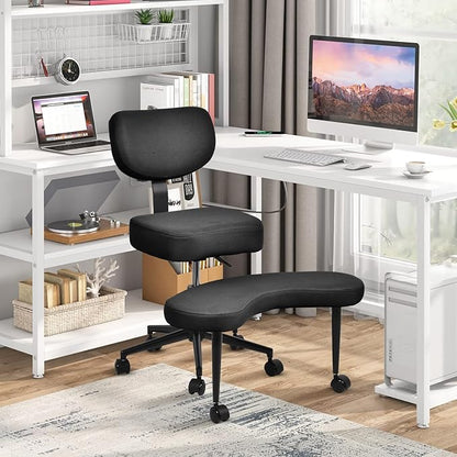 Meditation Chair, Cross Legged ADHD Office Chair for Adults with Wheels Ergonomic Back Support and Leg Rest for Multi Position Criss Cross Sitting Kneeling and Yoga Height Adjustable, Mesh Style