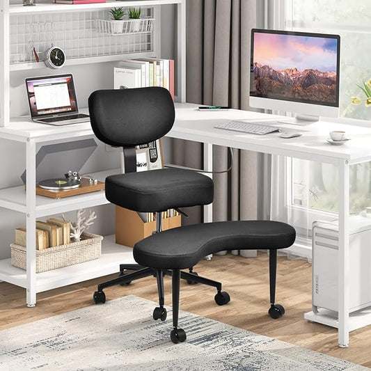 Meditation Chair, Cross Legged ADHD Office Chair for Adults with Wheels Ergonomic Back Support and Leg Rest for Multi Position Criss Cross Sitting Kneeling and Yoga Height Adjustable, Mesh Style
