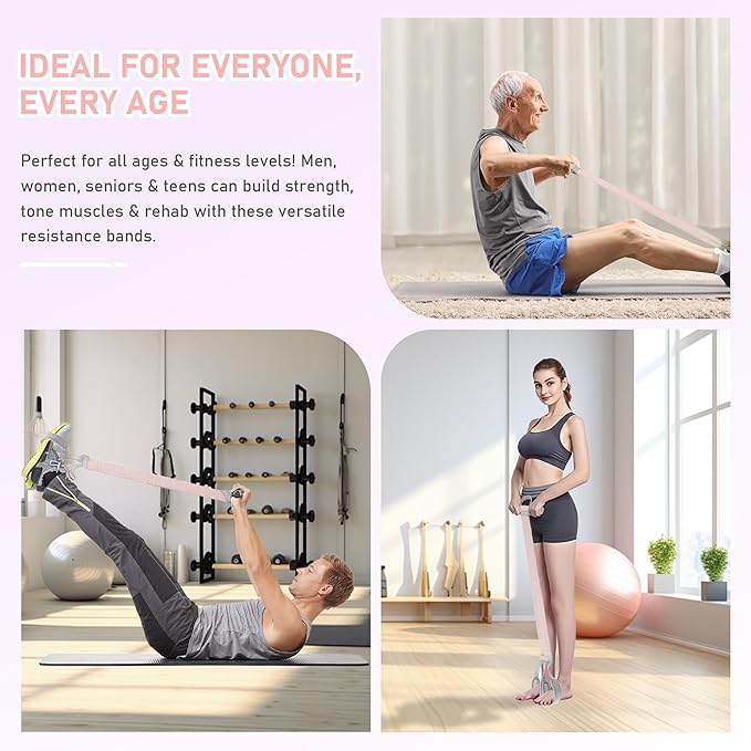 Fabric Resistance Band with Handles, 120LB Fitness Resistance Bands for Women, Beginner-Friendly Yoga Training Equipment, Full-Body Exercise Band for Chest, Glutes, Legs & Core Muscles