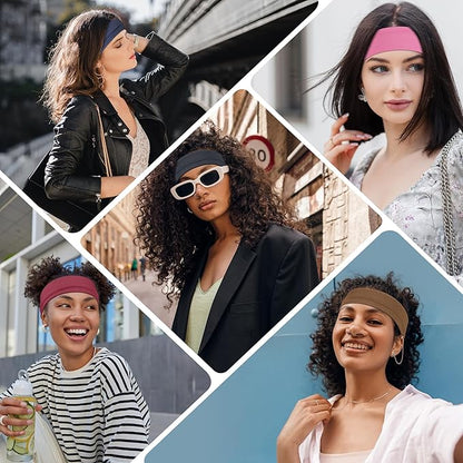 16Pcs Headbands for Women Hair Bands for Women's Non Slip Stylish Sports Hair Soft Cotton Cloth Stretchy Headbands for Women for Yoga Outdoor Exercise Running
