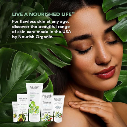 Nourish Organic Moisturizing Face Cleanser for All Skin Types, Watercress + Cucumber Face Wash, Fragrance-Free (6 Oz) + Washable Cotton Round