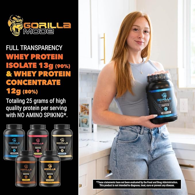 Gorilla Mind Premium Whey Protein - Cookies and Cream, 25 Grams of Whey Protein Isolate & Concentrate,Recover and Build Muscle (30 Servings)