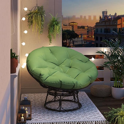 46'' Large Size Papasan Chair with Cushion and Frame, Lazy Chair for Living Room and Bedroom, Green