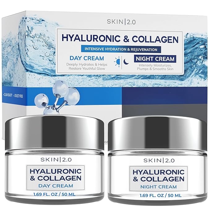 Hyaluronic & Collagen Day/Night Moisturizer Anti-Aging Cream - Duo Set Value Pack, 1.69 Fl Oz, 1 item