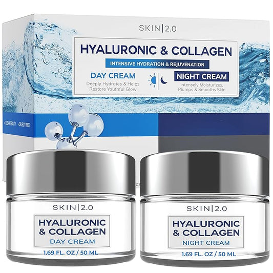 Hyaluronic & Collagen Day/Night Moisturizer Anti-Aging Cream - Duo Set Value Pack, 1.69 Fl Oz, 1 item