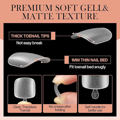 Short Toe Nail Tips Square Toe Nail Press Ons Full Matte 504pcs Full Cover Toenail Press On Nails Smoothly Curved for Any Toenail Shapes Easily DIY Salon, 12 Sizes Toe Acrylic Nails, Luckyfairy