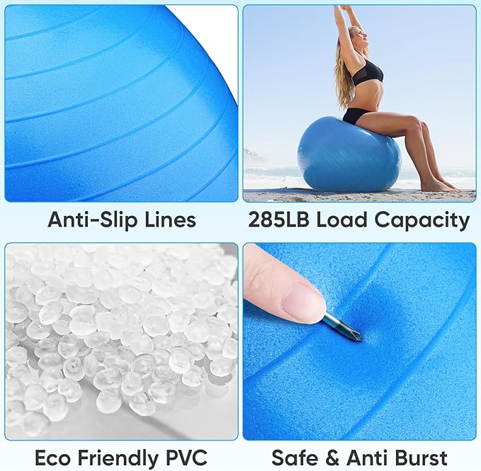 APEXUP Yoga Ball Exercise Ball Anti Slip Heavy Duty for Fitness, Balance & Core Workout