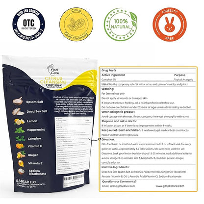 Premium Epsom Salt Foot Soak - Tea Tree Oil Foot Soak for Athletes - Relaxing Foot Bath with Fungal Support - Foot Soaking Salts & Oils - Soothing for Tired Feet & Calluses - Refreshing Spa Experience