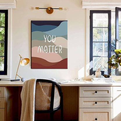 YHCTHT You Matter Canvas Wall Art – Framed Inspirational Positive Affirmation Wall Decor, Motivational Painting Artwork Prints for Bedroom, Home Office, or Meditation Room – 12x16in