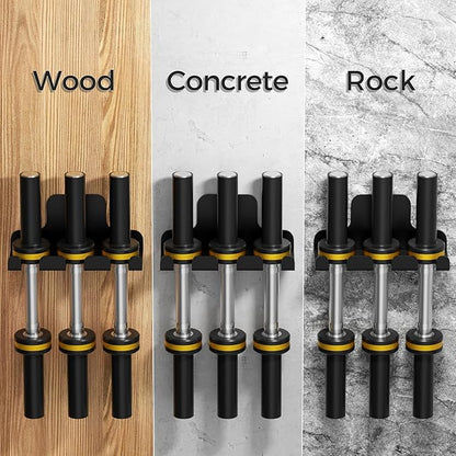 Olympic Barbell Hanger,Garage Gym Bar Wall Rack,Vertical Barbell Mount Rack,Black Powder Coated,Space Saving Commercial or Home Gym Accessory,Holds Under 33mm Bar Size