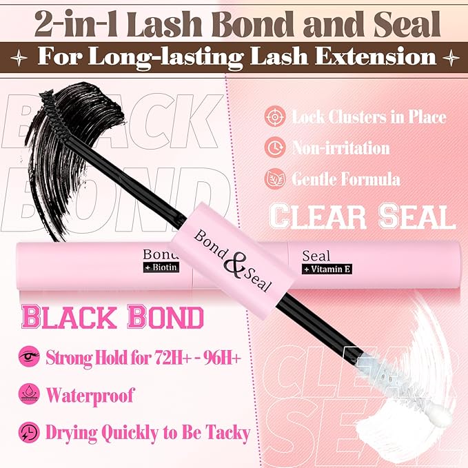 Yawamica Brown Lash Clusters Kit Fluffy Eyelash Extension Kit 40D 50D 70D Volume Eyelash Clusters 10-16mm Individual Lashes D Curly Cluster Lashes DIY Lash Extension Kit with Bond and Seal Tweezers