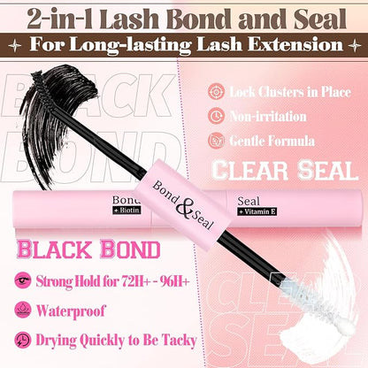 Yawamica Brown Lash Clusters Kit Fluffy Eyelash Extension Kit 40D 50D 70D Volume Eyelash Clusters 10-16mm Individual Lashes D Curly Cluster Lashes DIY Lash Extension Kit with Bond and Seal Tweezers