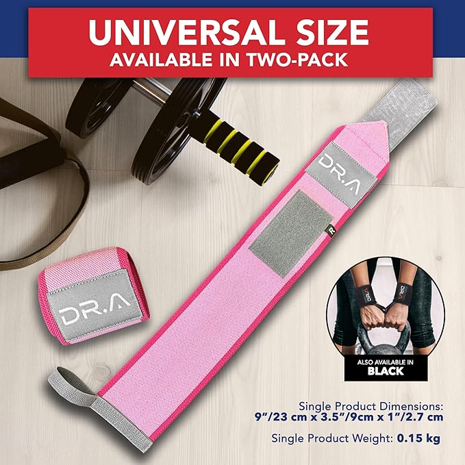 Doctor-Developed Gym Brace, Lifting Wrist Wraps for Weightlifting, & wrist compression brace for Workout, wrist wraps for weightlifting for Wrist Support, lifting straps gym for Men & Women (Pink)