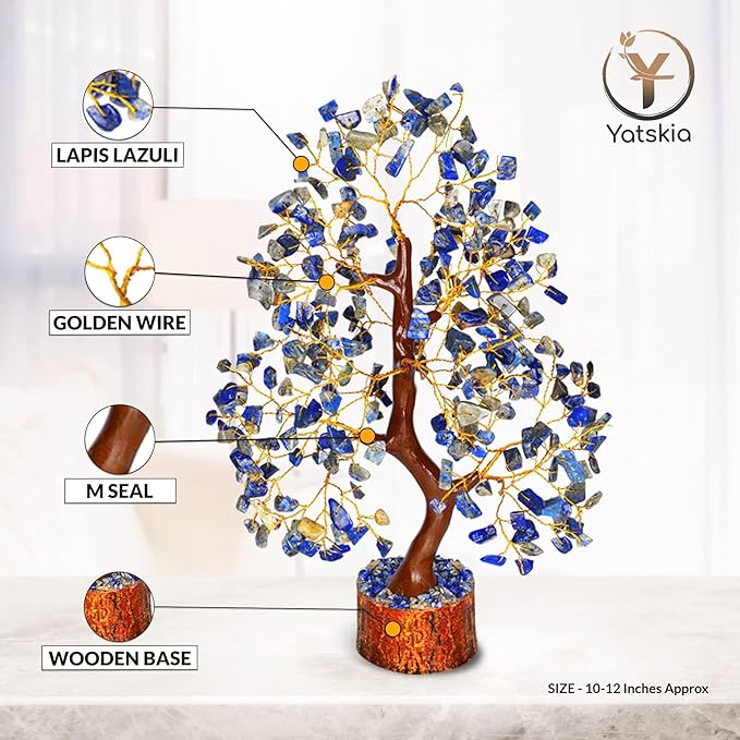 YATSKIA Lapis Lazuli Crystal Tree of Life - Healing Crystals and Stones - Crystals Decor - Crystal Gifts for Women - Good Luck Gifts