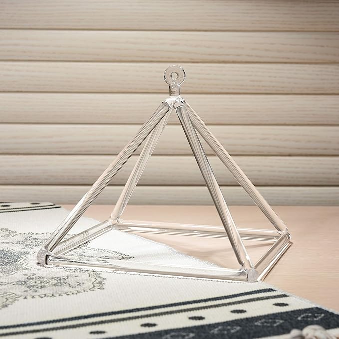TOPFUND 4.5" Clear Quartz Singing Pyramid Sound Therapy Instrument with Carrying Case and Quartz Suede Mallet